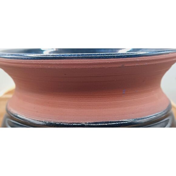 Vintage Handmade Wheel Thrown Earthenware Cobalt Blue Glazed Planter Vase - Picture 8 of 16